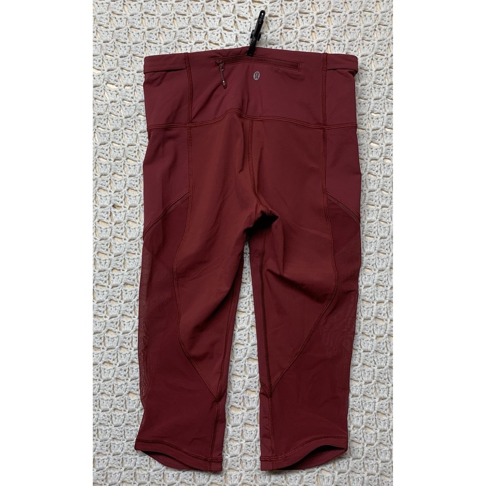 Lululemon Run With The Sun‎ Crops Women's size 6 Wine Rosewood Athletic